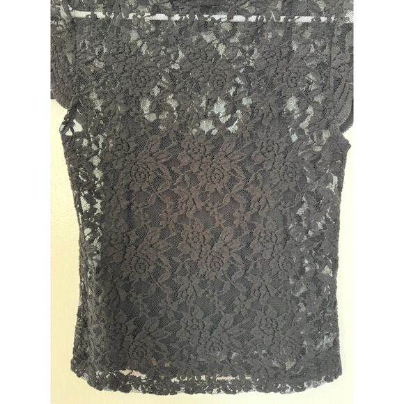 Zara Women's Black Sheer Lace Blouse With Built in Camisole Size Small - Picture 3 of 5